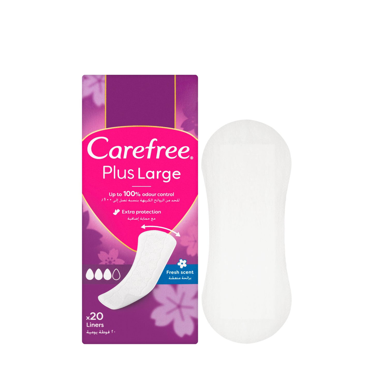 Carefree Plus Large Fresh Scent 20 Pads
