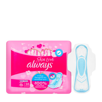 Always Skin Love Maxi Thick Large Wings 10 Pads