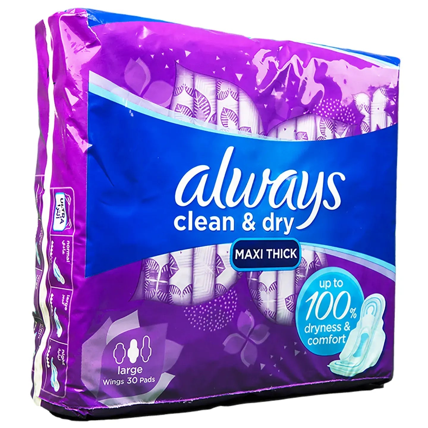 Always Clean & Dry Maxi Thick Large Wings 30 Pads