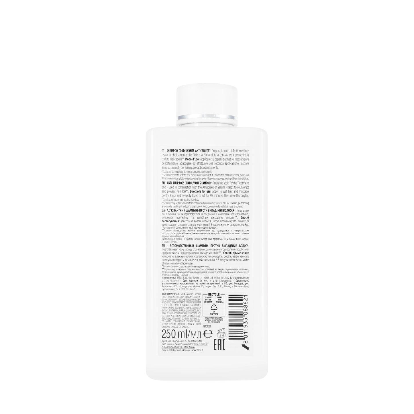 Brelil Professional Anti Hair Loss Shampoo with Capixyl™ Intensive Technology 250 Ml