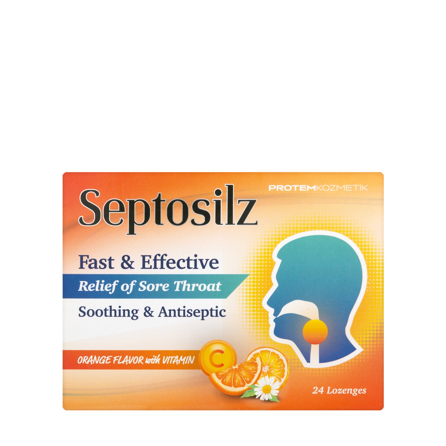Septosilz Orange With Vitamin-C 24 Lozenges