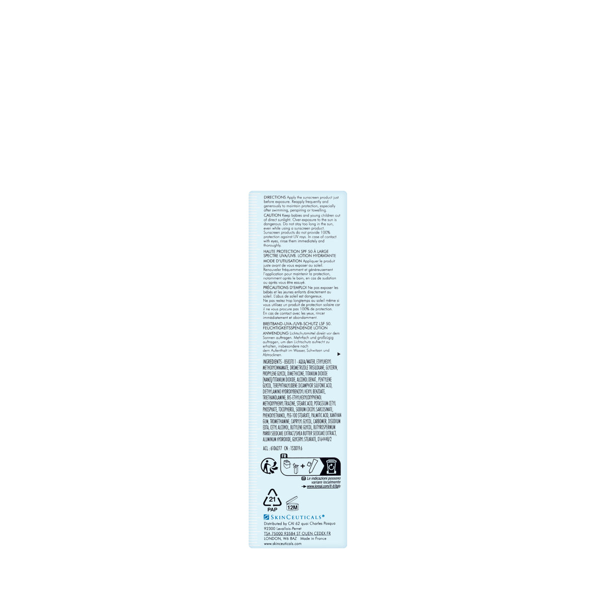 SkinCeuticals Protect SPF 50+ Ultra Facial UV Defense Sunscreen Lotion 30 Ml