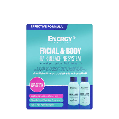 Energy Cosmetics Facial and Body Hair Bleaching System (Bleach Lotion 60 Ml + Activator Powder 40 g)