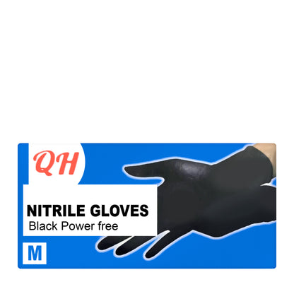 QH Nitrile Gloves Black powder Free ( Medium)  100 pieces