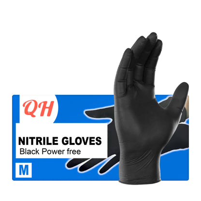 QH Nitrile Gloves Black powder Free ( Medium)  100 pieces