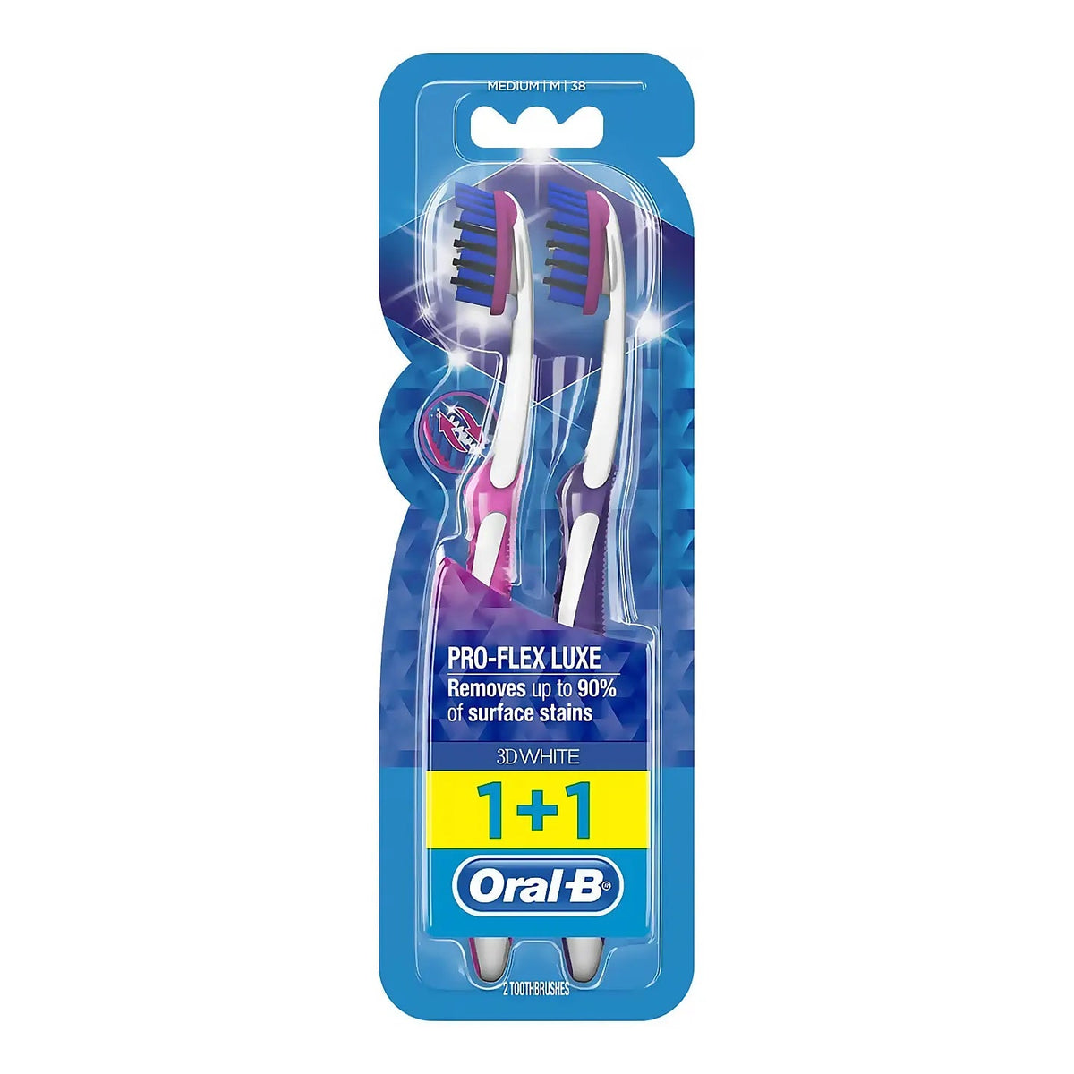 Oral-B Pro-Flex Luxe 3D White Toothbrush-Medium 38 [1+1]
