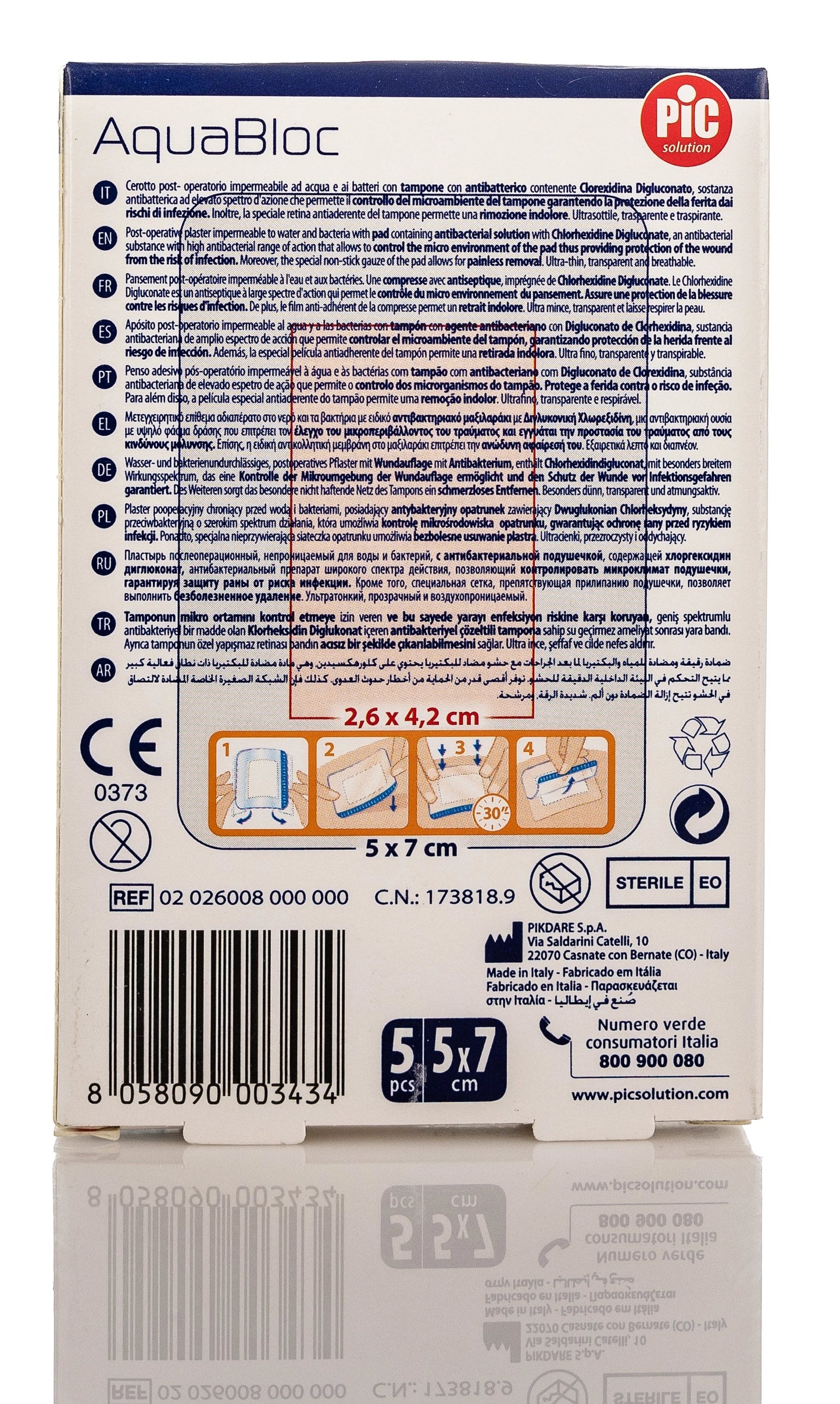 Pic Solution AquaBloc waterproof Plaster with antibacterial 5X7 Cm 5 Pieces