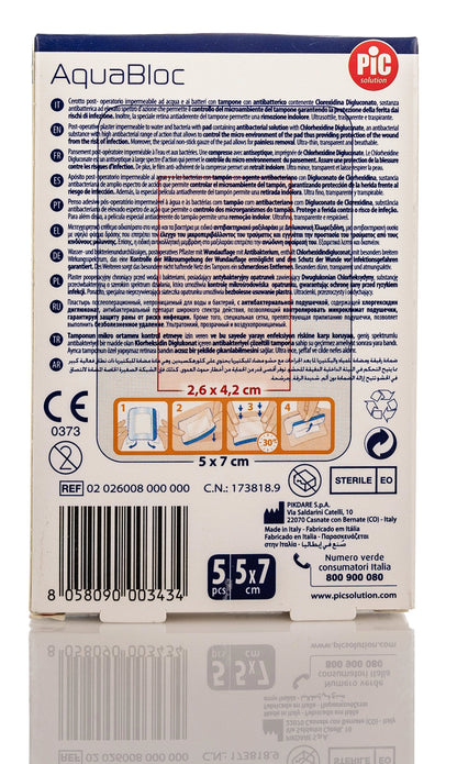 Pic Solution AquaBloc waterproof Plaster with antibacterial 5X7 Cm 5 Pieces