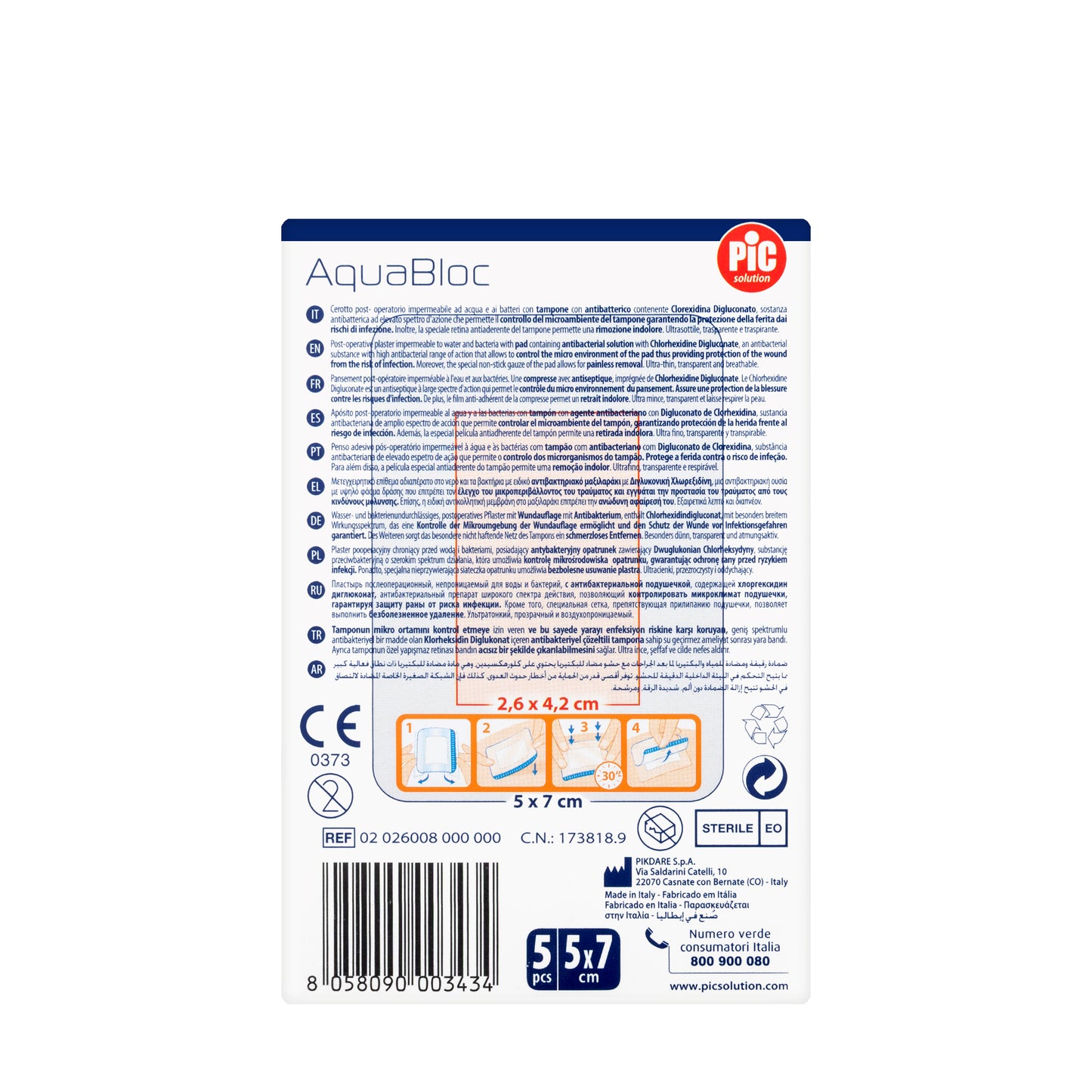 Pic Solution AquaBloc waterproof Plaster with antibacterial 5X7 Cm 5 Pieces