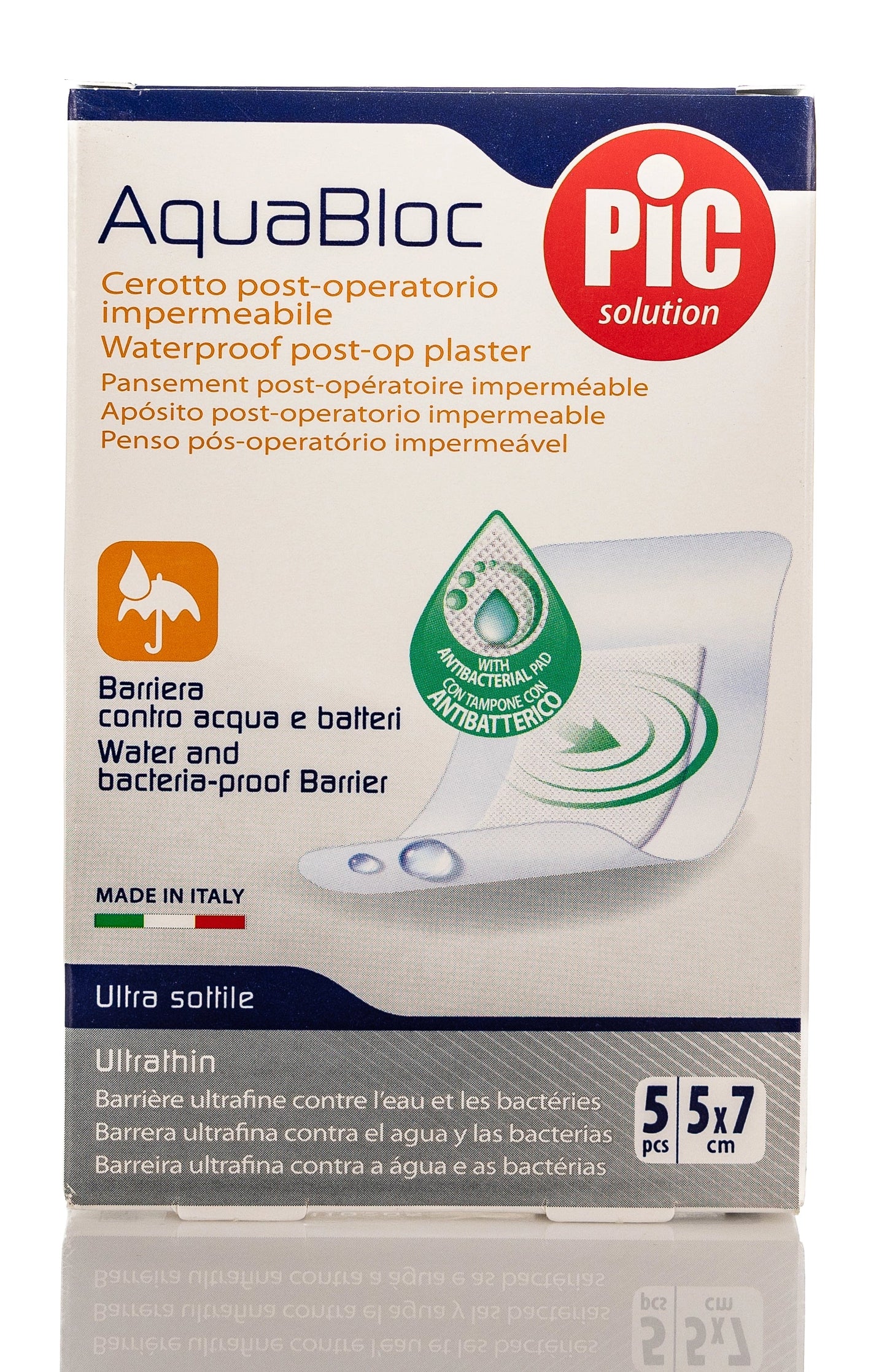 Pic Solution AquaBloc waterproof Plaster with antibacterial 5X7 Cm 5 Pieces