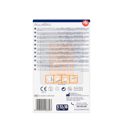 Pic Solution AquaBloc waterproof Plaster with antibacterial 12X10 Cm 5 Pieces