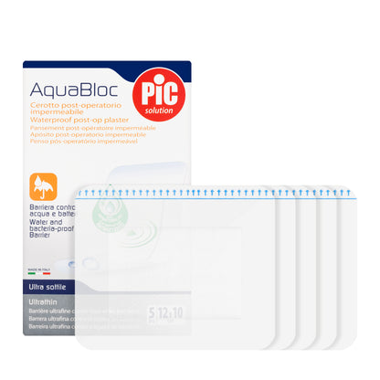 Pic Solution AquaBloc waterproof Plaster with antibacterial 12X10 Cm 5 Pieces
