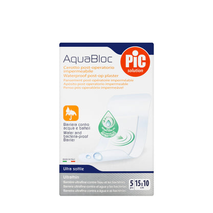 Pic Solution AquaBloc waterproof Plaster with antibacterial  15X10 Cm 5 Pieces
