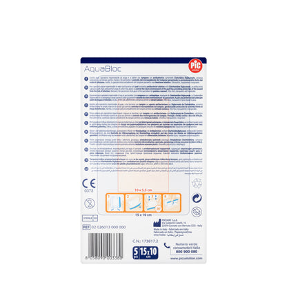 Pic Solution AquaBloc waterproof Plaster with antibacterial  15X10 Cm 5 Pieces