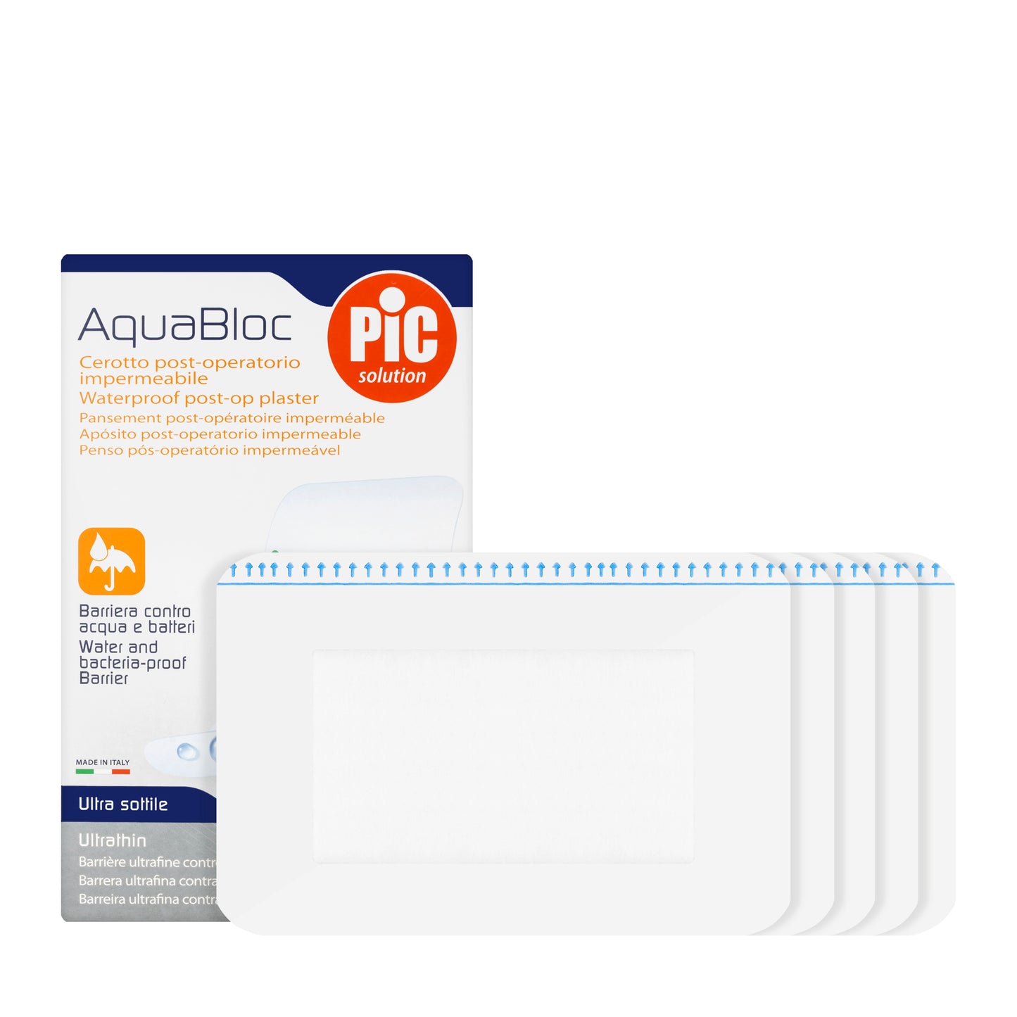 Pic Solution AquaBloc waterproof Plaster with antibacterial  15X10 Cm 5 Pieces