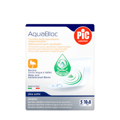 Pic Solution AquaBloc waterproof Plaster with antibacterial 10X8 Cm 5 Pieces