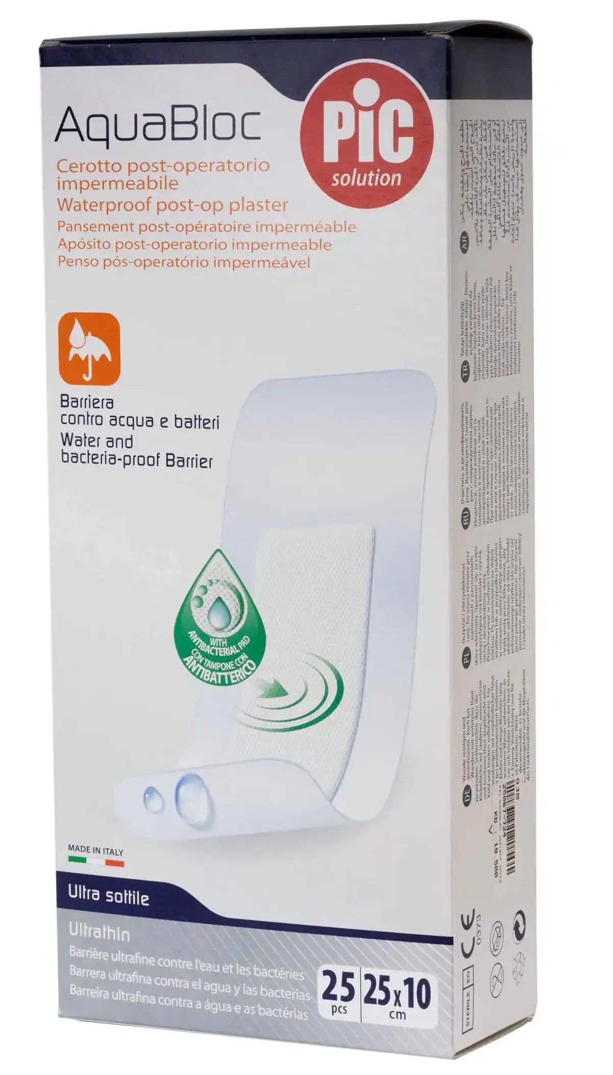 Pic Solution AquaBloc waterproof Plaster with antibacterial 25X10 Cm 25 Pieces