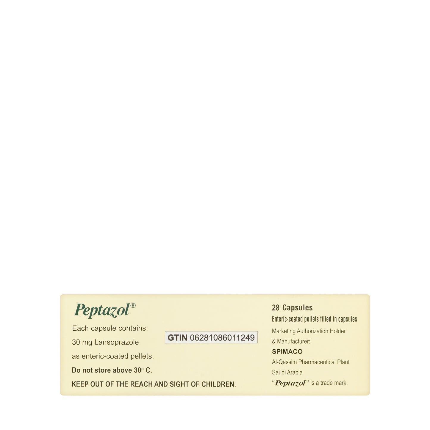 Peptazol 30Mg 28 Capsules