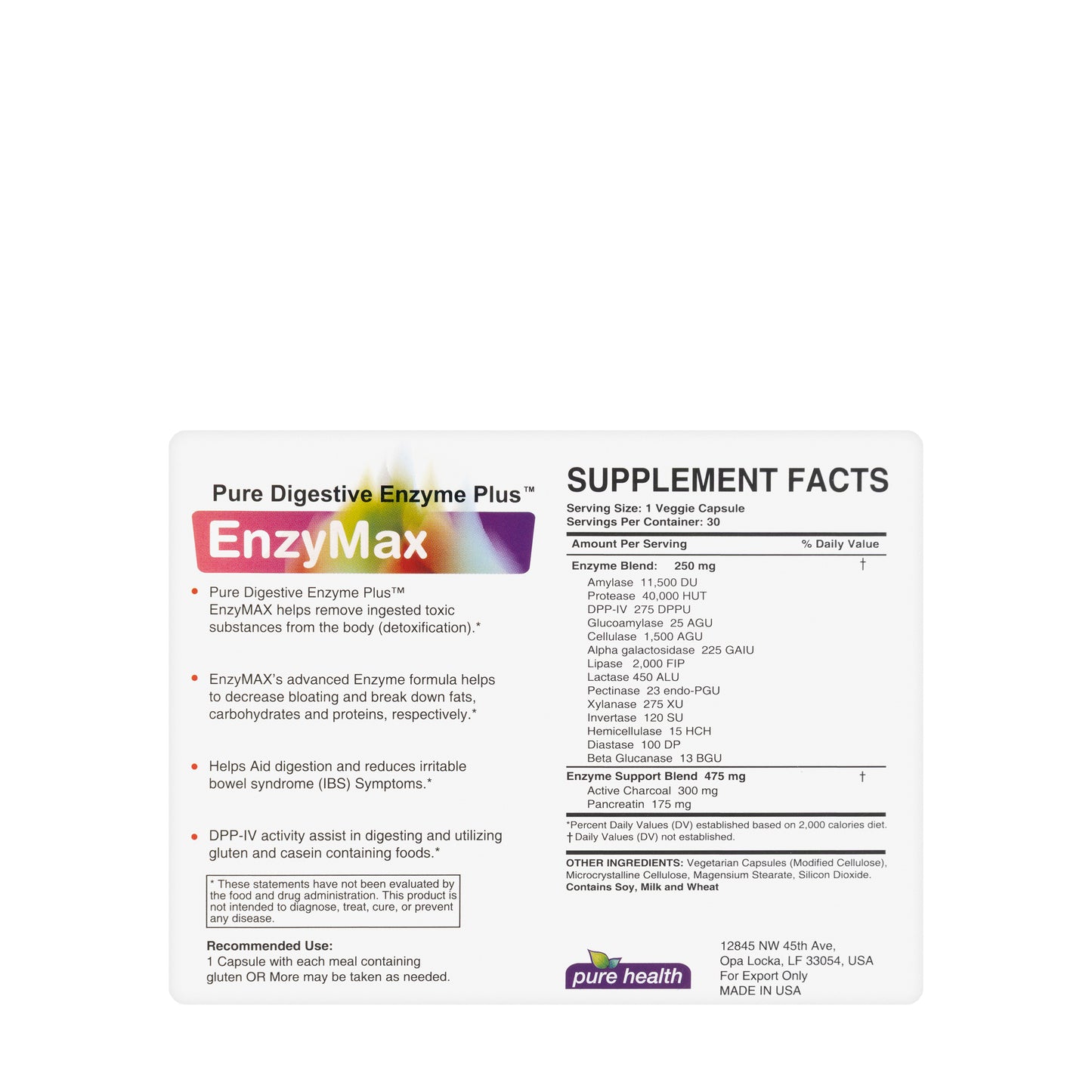 Pure Health Enzymax Pure Digestive Enzyme Plus 30 Capsules