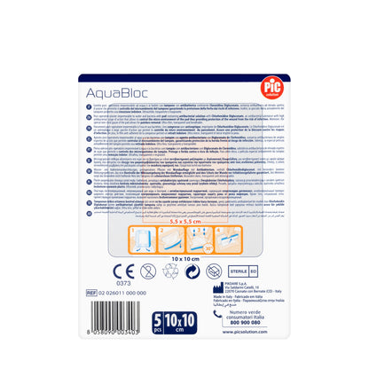 Pic Solution AquaBloc waterproof Plaster with antibacterial 10X10 Cm 5 Pieces