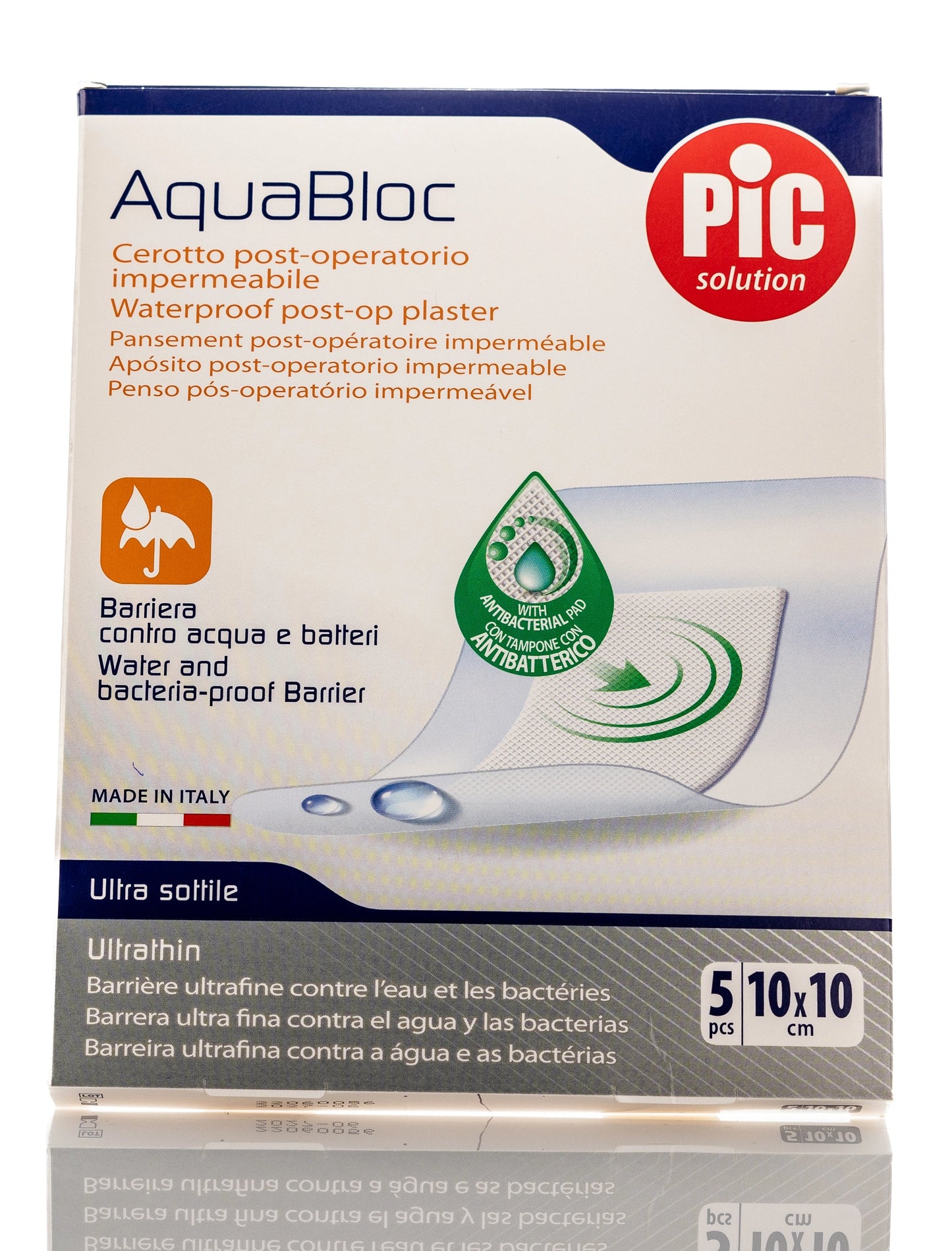 Pic Solution AquaBloc waterproof Plaster with antibacterial 10X10 Cm 5 Pieces