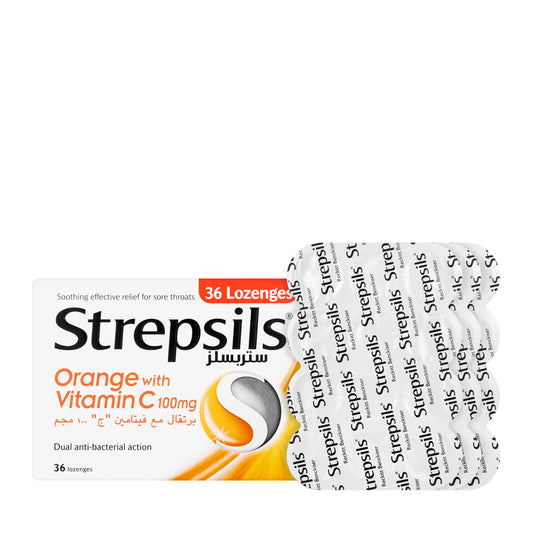 Strepsils Orange [Vitamin-C] 36 Lozenges
