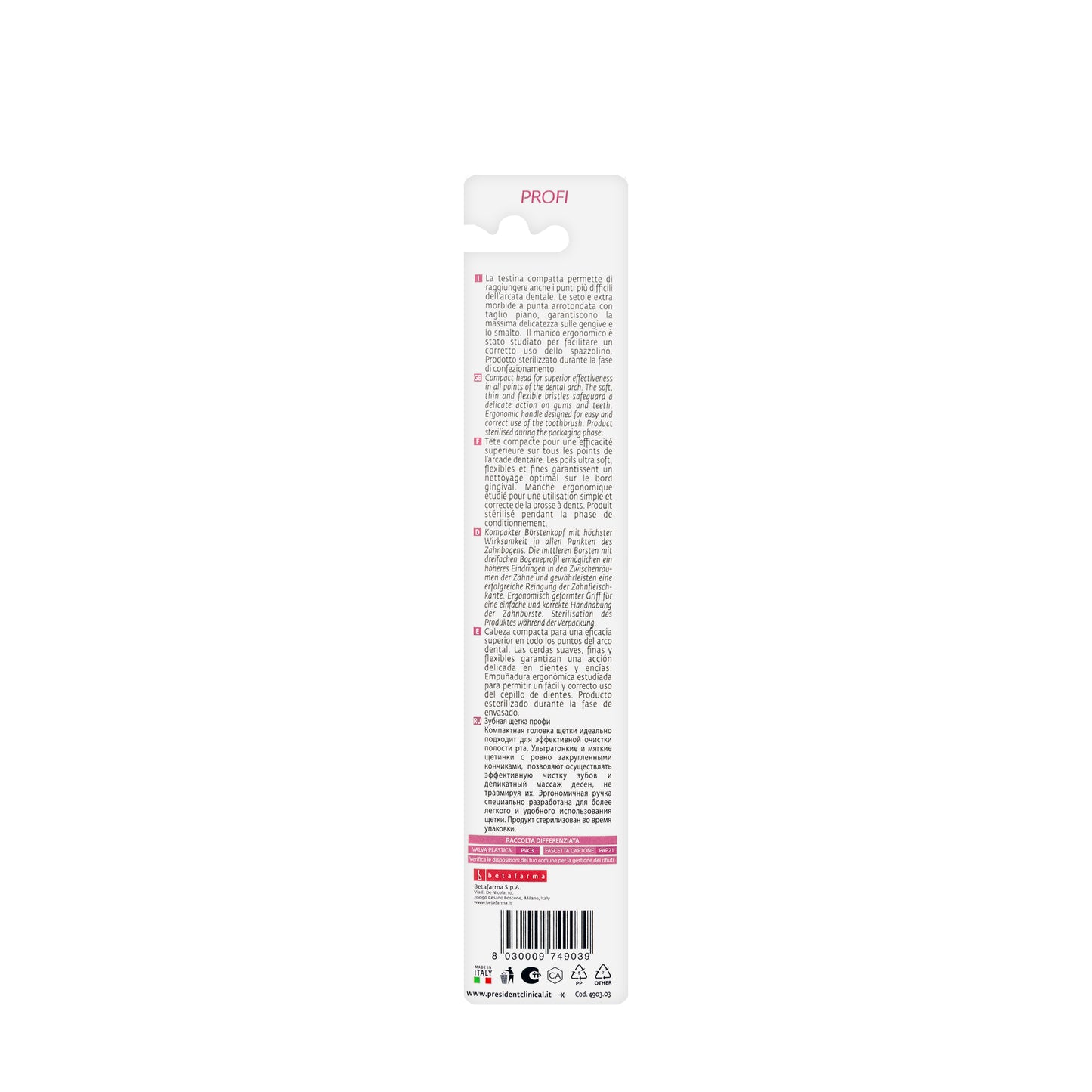 President Profi Toothbrush-Soft 4 Mils