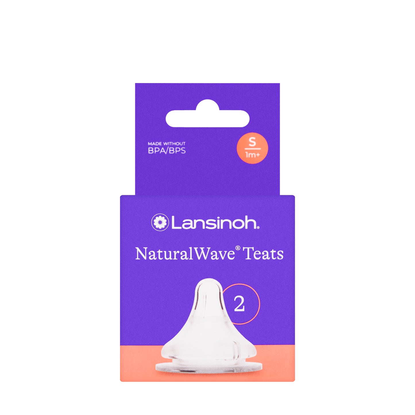 Lansinoh Natural Wave Teats Slow Flow [S] 1+ Months 2 Pieces