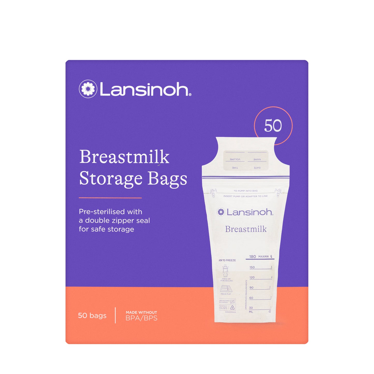 Lansinoh Breast Milk Storage Bags 50 Pieces [T0120]