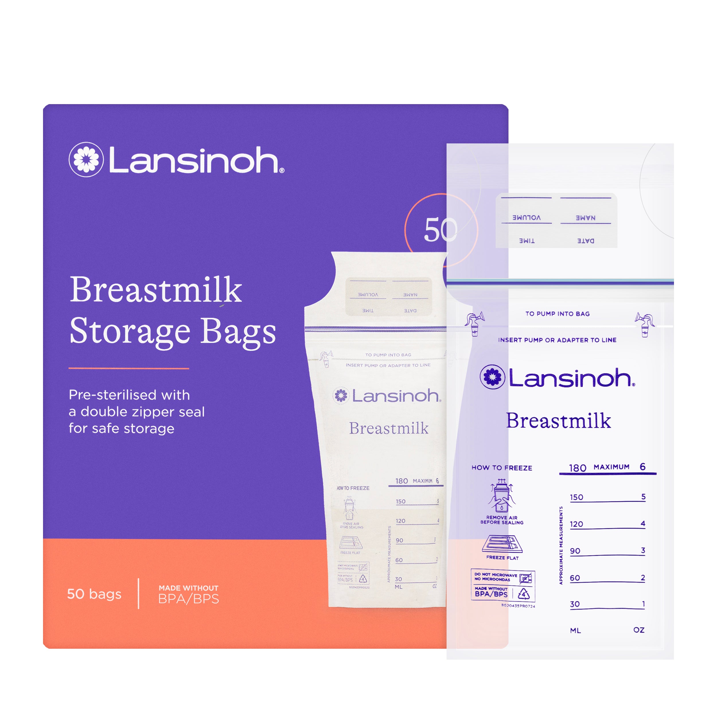 Lansinoh Breast Milk Storage Bags 50 Pieces [T0120]