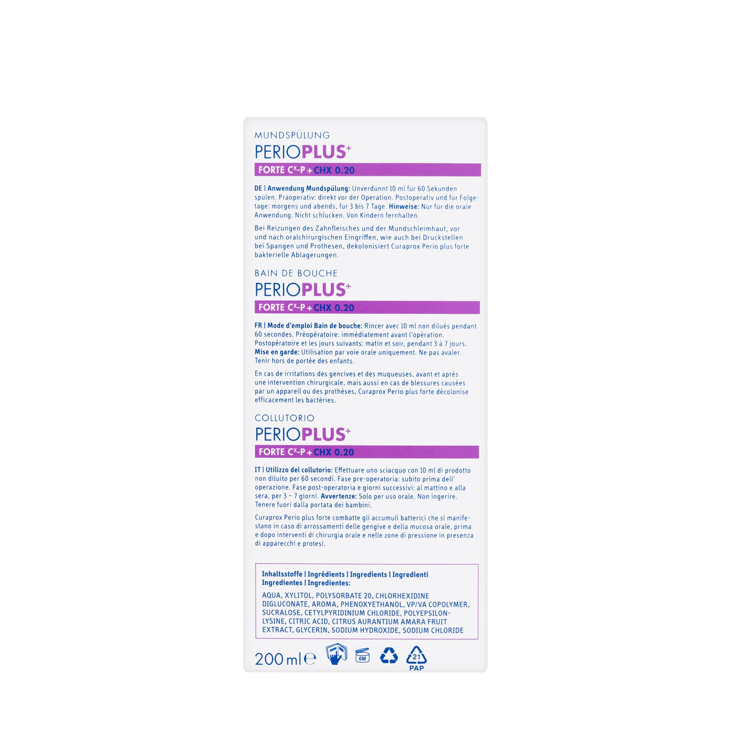 Curaprox Perioplus Forte [Chlorohexedine 0.20%] Mouthwash 200 Ml