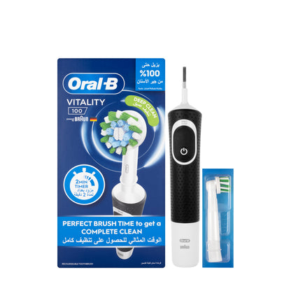 Oral-B Braun Vitality 100 Cross Action Black Rechargable Toothbrush- [D100.413]