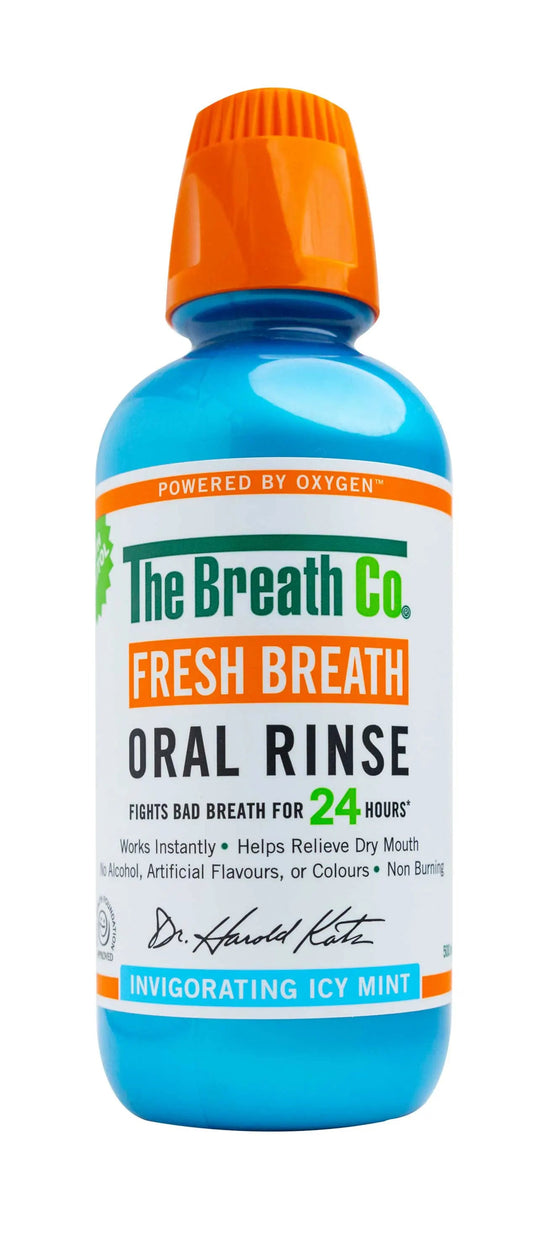 The Breath Co Fresh Breath Icy Mint Mouthwash 500 ml- Blue