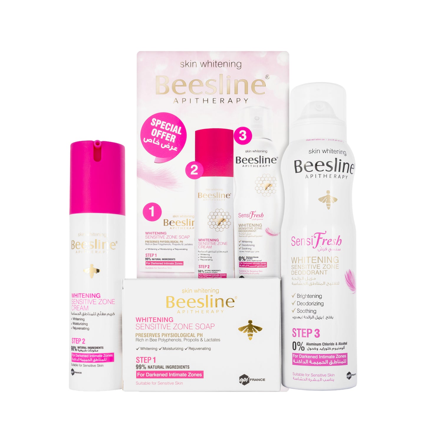 Beesline Whitening Intimate Zone Routine (Special Offer Set – Cleanser, Cream & Deodorant)
