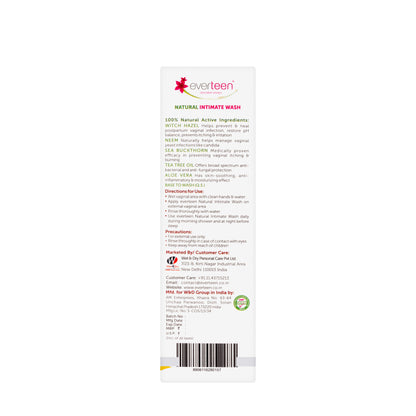 Everteen Natural Intimate Wash with Witch Hazel pH Balanced 210 Ml