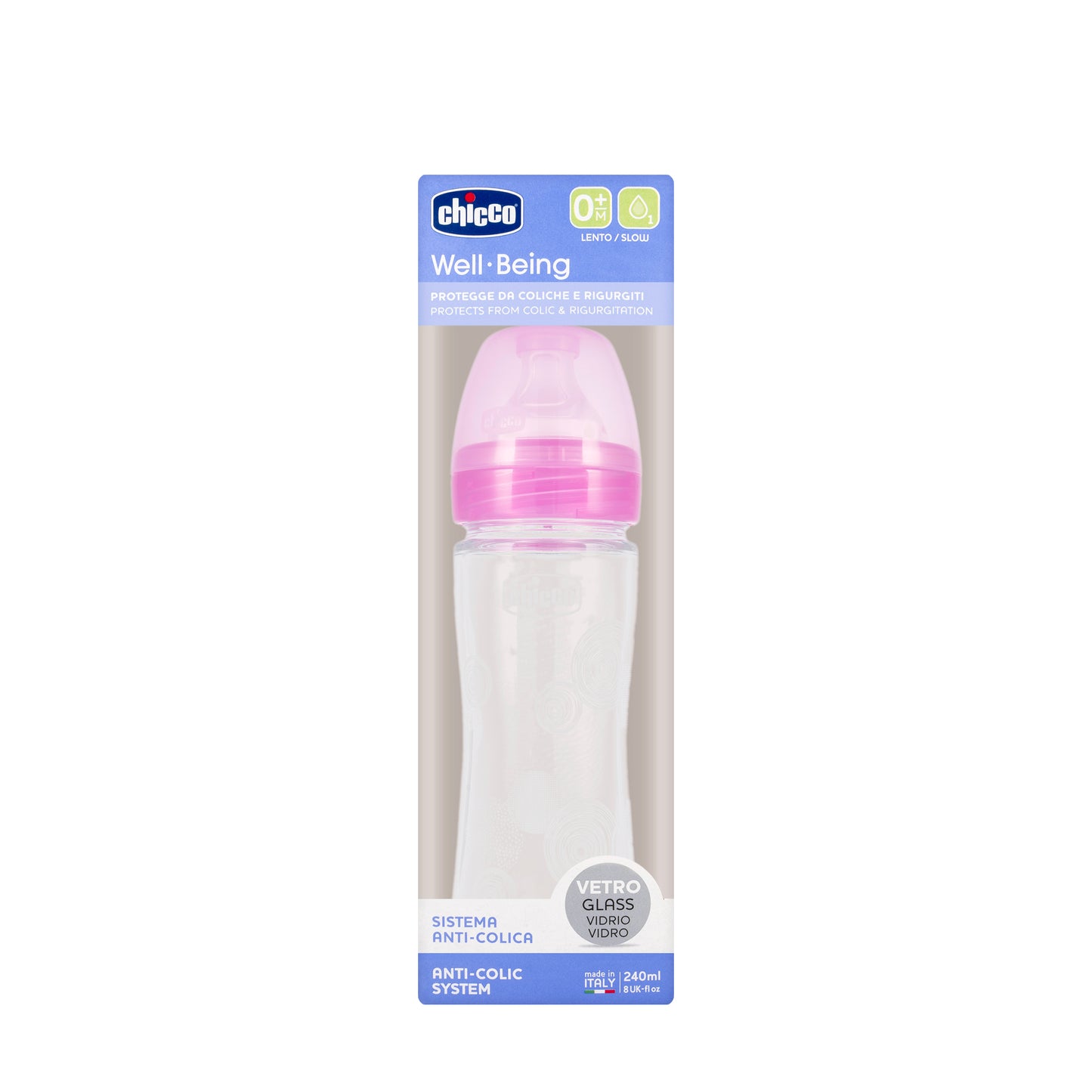Chicco [287211] Well-Being Feeding Bottle Glass Girl 0 M+ 240 Ml