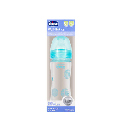 Chicco [287212] Well-Being Feeding Bottle Glass  0 M+ Boy 240 Ml