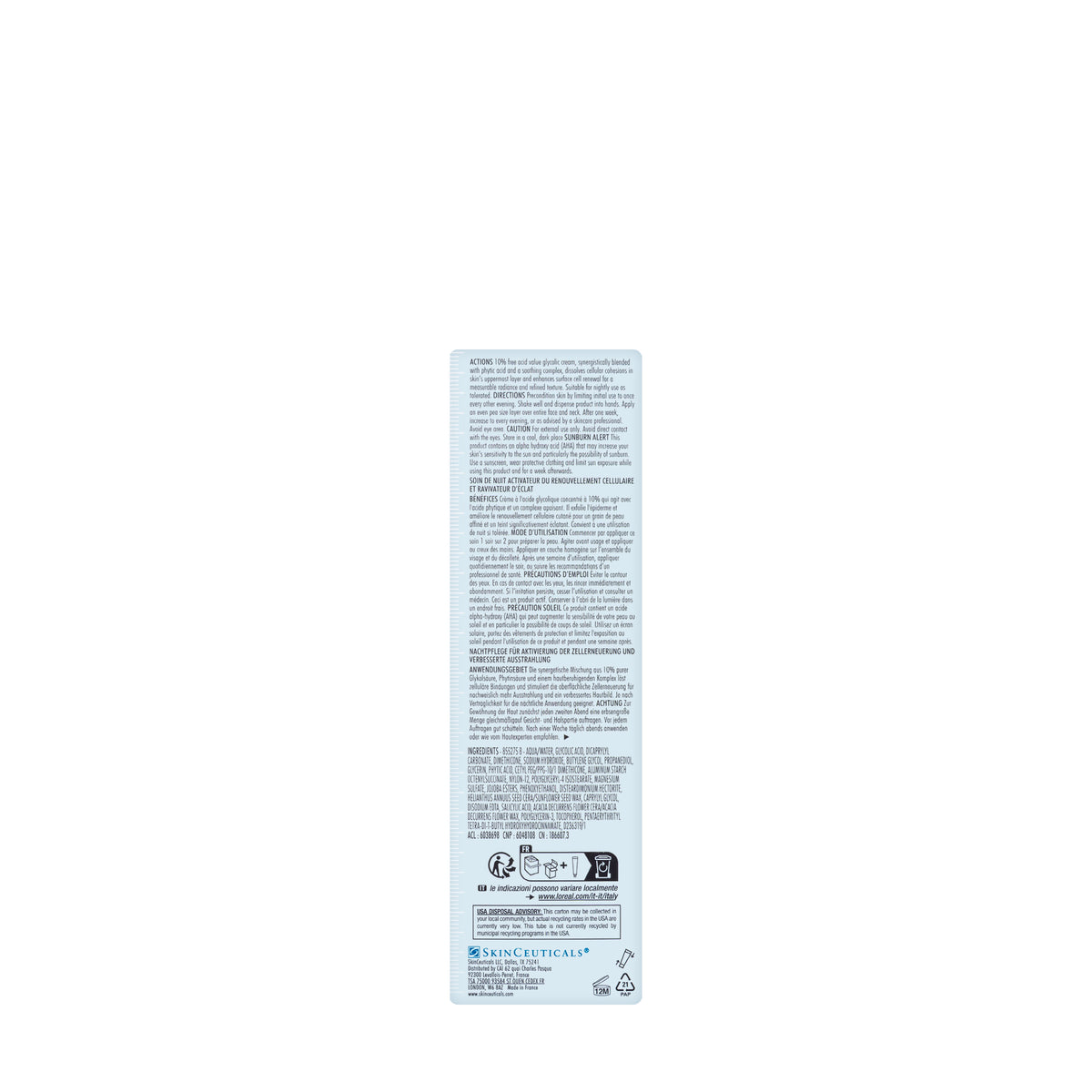 SkinCeuticals Correct Glycolic 10 Renew Overnight Gel 50 Ml