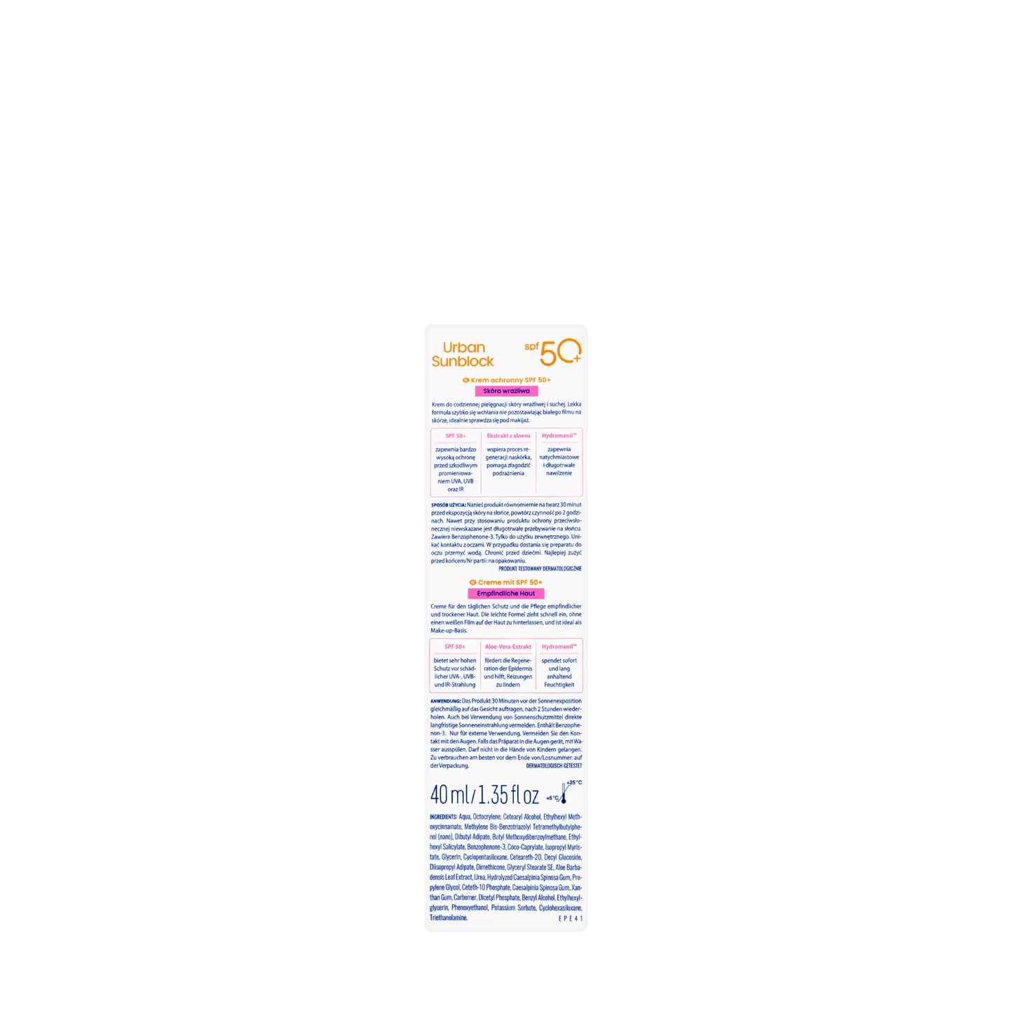 Novaclear Urban Sun [Sensitiv Skin]Spf 50+Face Cream 40 ml 40 Ml 1+1 Offer