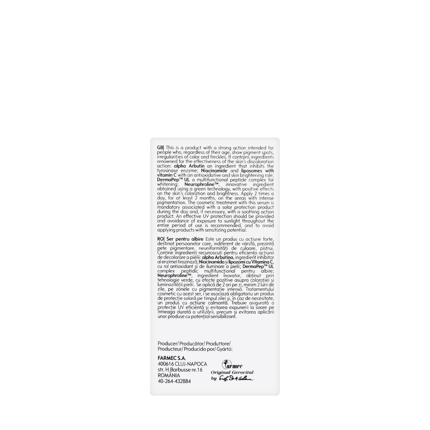 Gerovital Whitening Serum 15 Ml