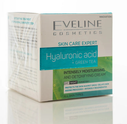 Eveline Hyaluronic Acid + Green Tea Intense Moisturising and Detoxifying Day and Night Cream 50 Ml