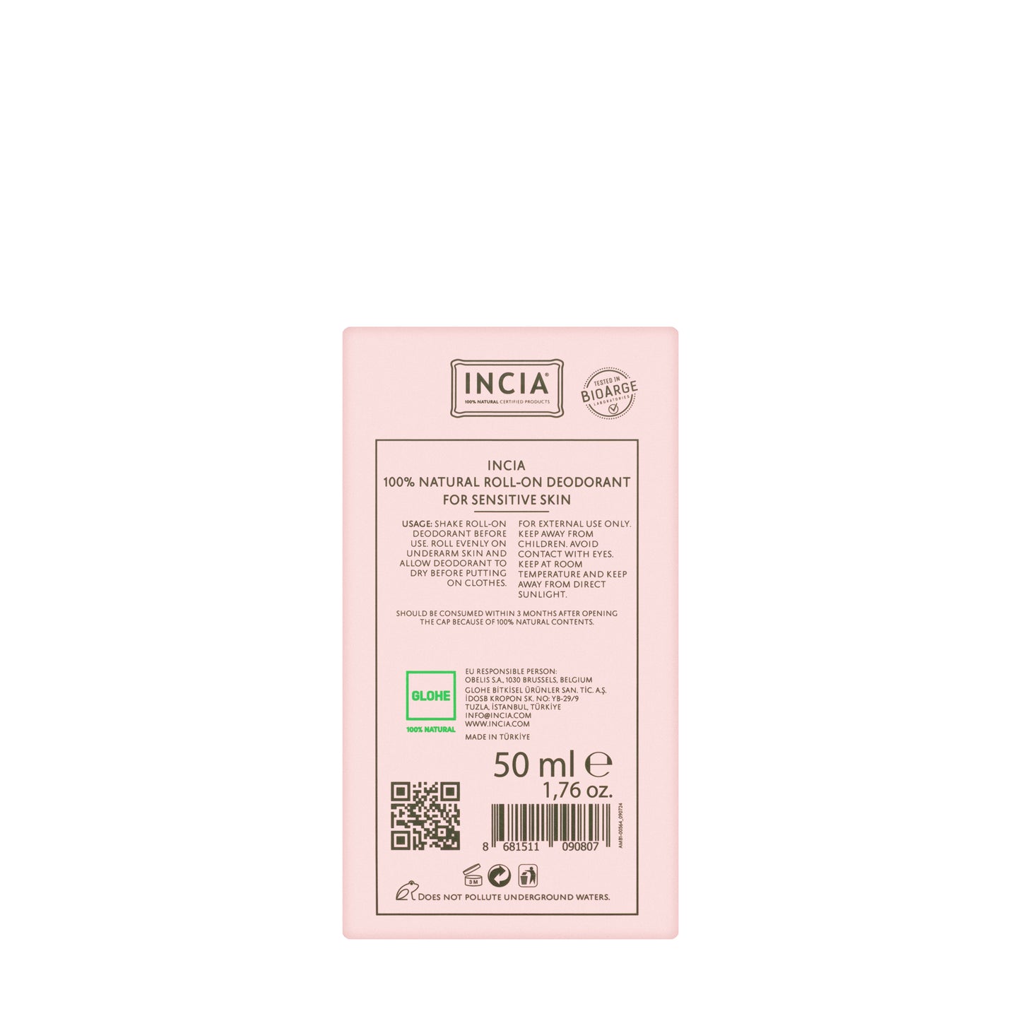 Incia Natural Deodorant Roll-On Sensitive Skin 50 Ml