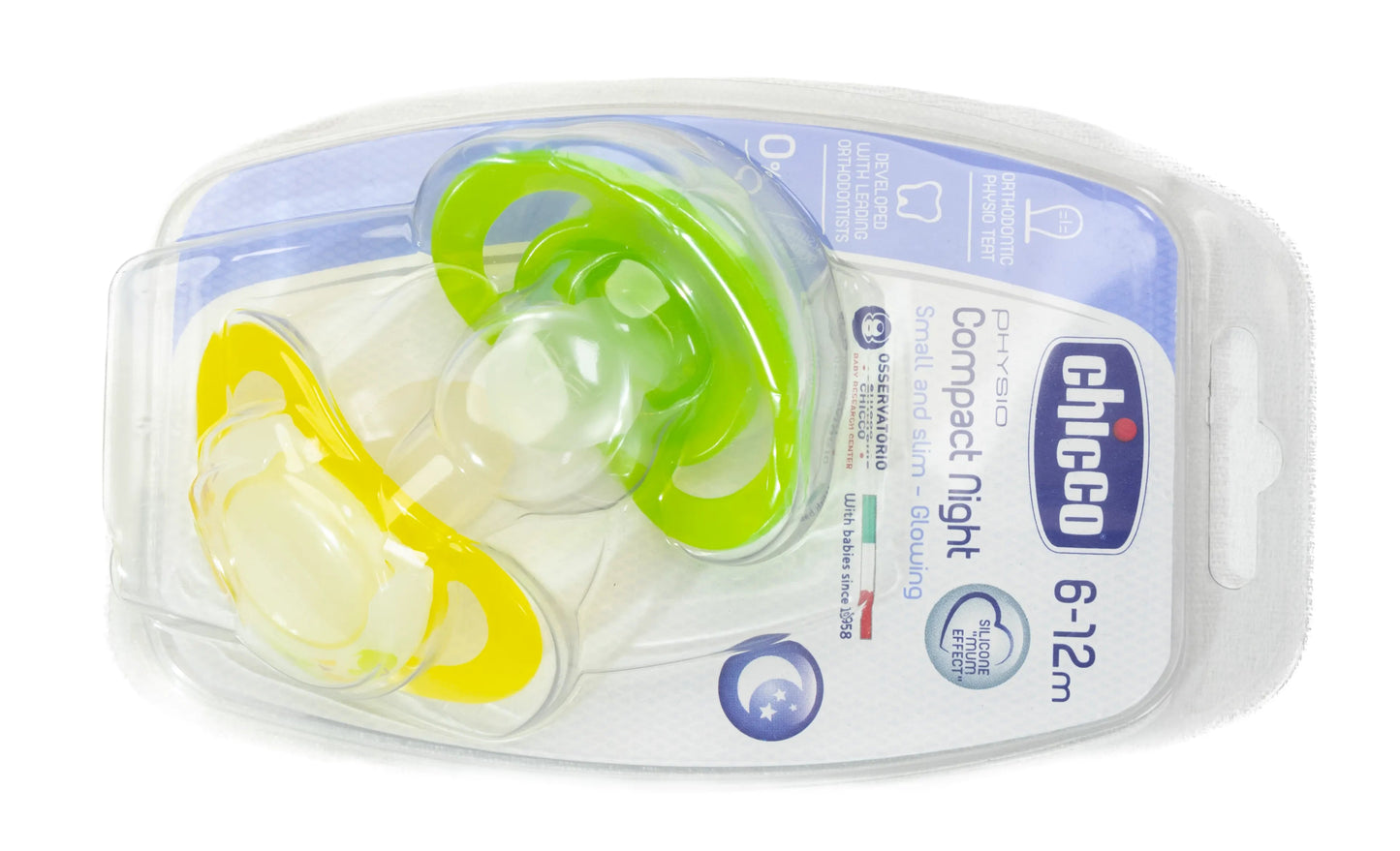 Chicco [3241] Soother Physio Compact Night 6-12 Months 2 Pieces