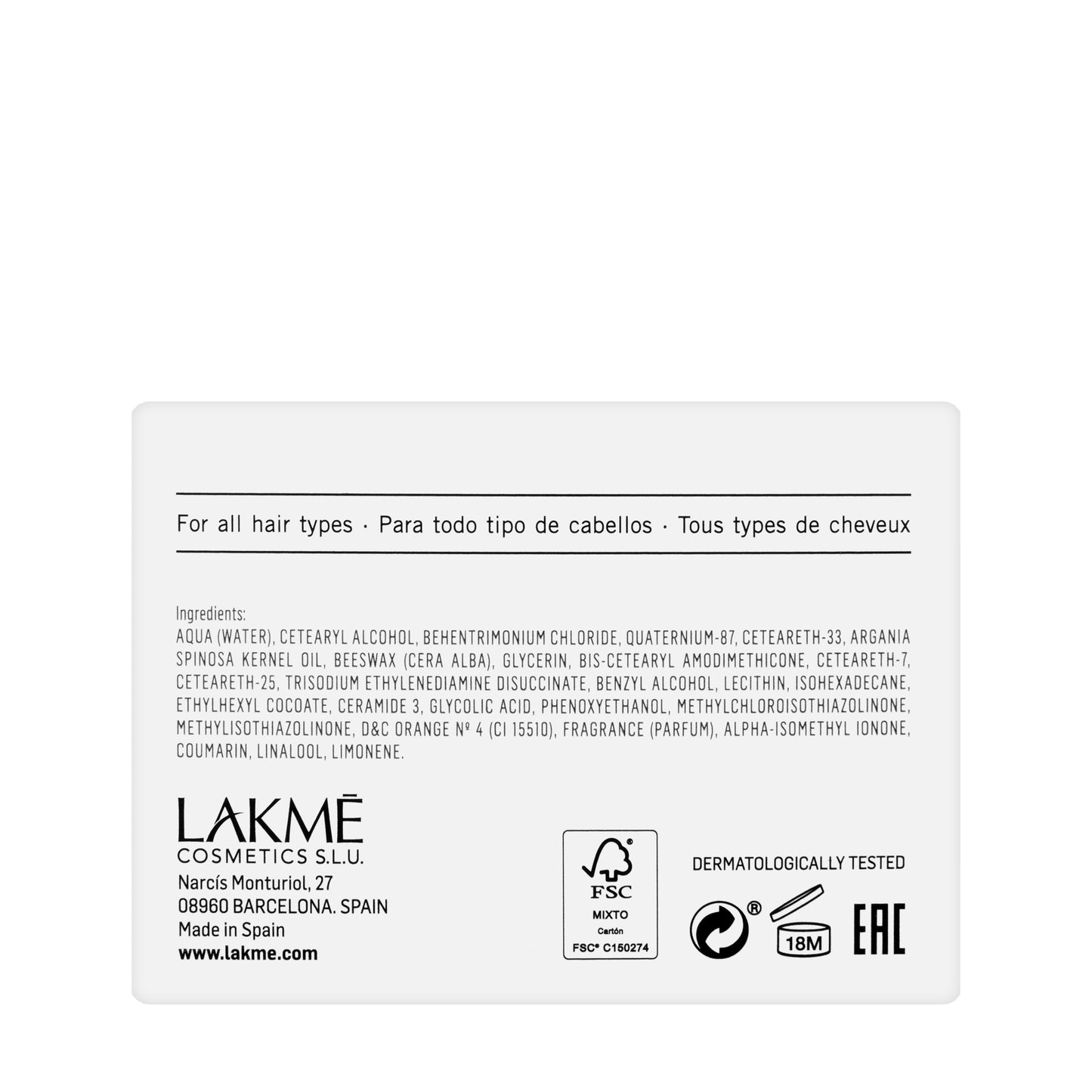 Lakme Bio Argan Hydrating Mask 250 Ml