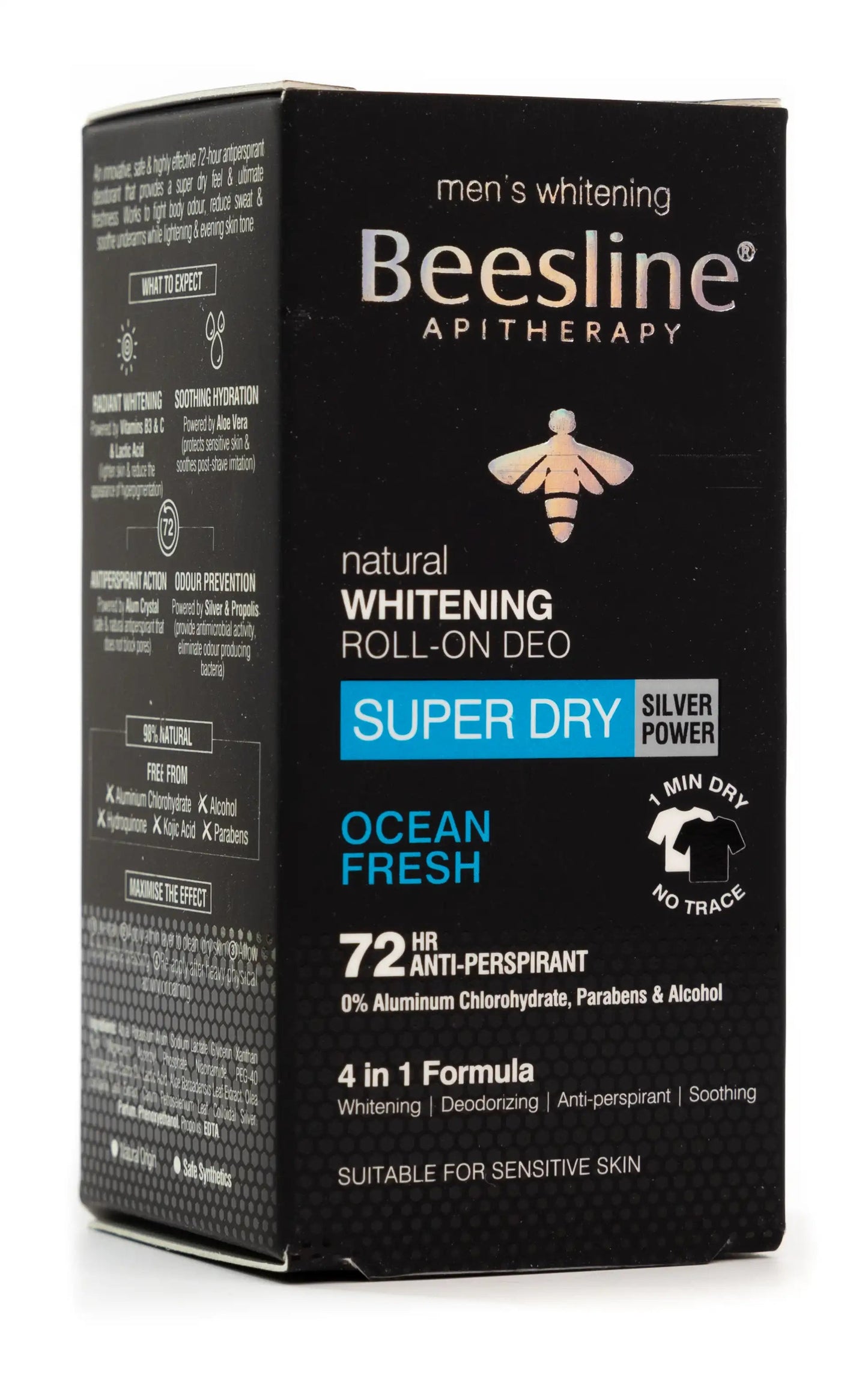 Beesline 72 Hours Men Whitening Roll On Deo Super Dry Silver Power Ocean Fresh 50 Ml