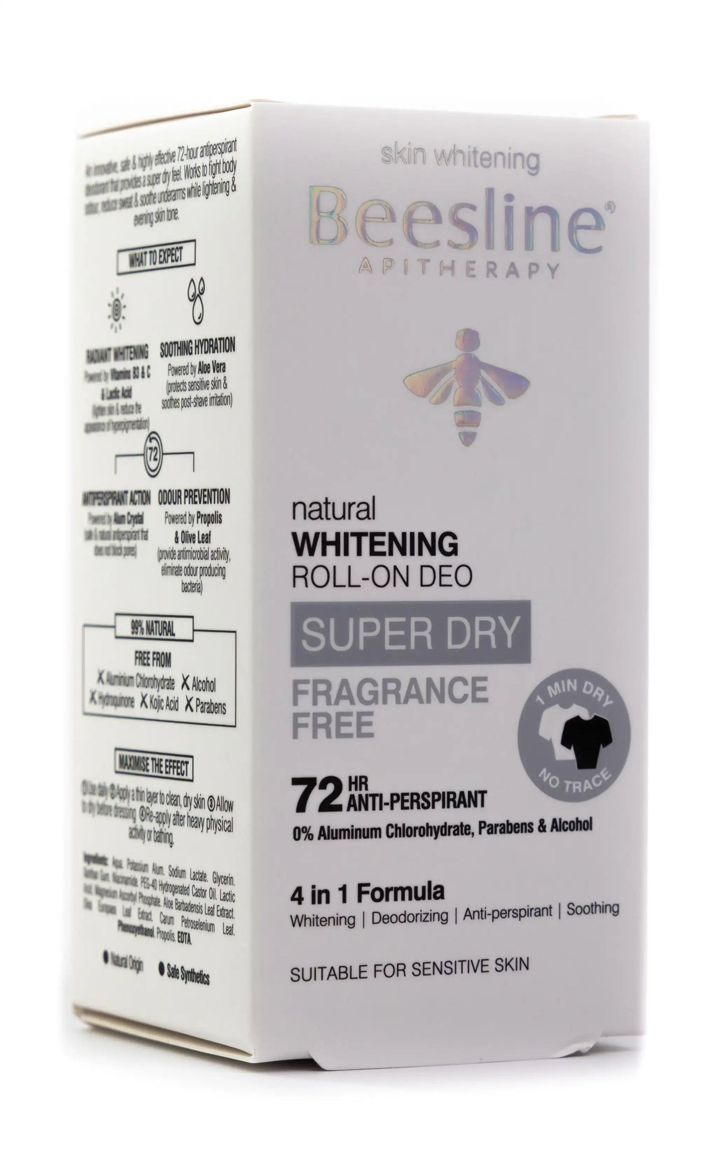 Beesline 72 Hours Whitening Roll On Deo Super Dry Fragrance Free 50 Ml