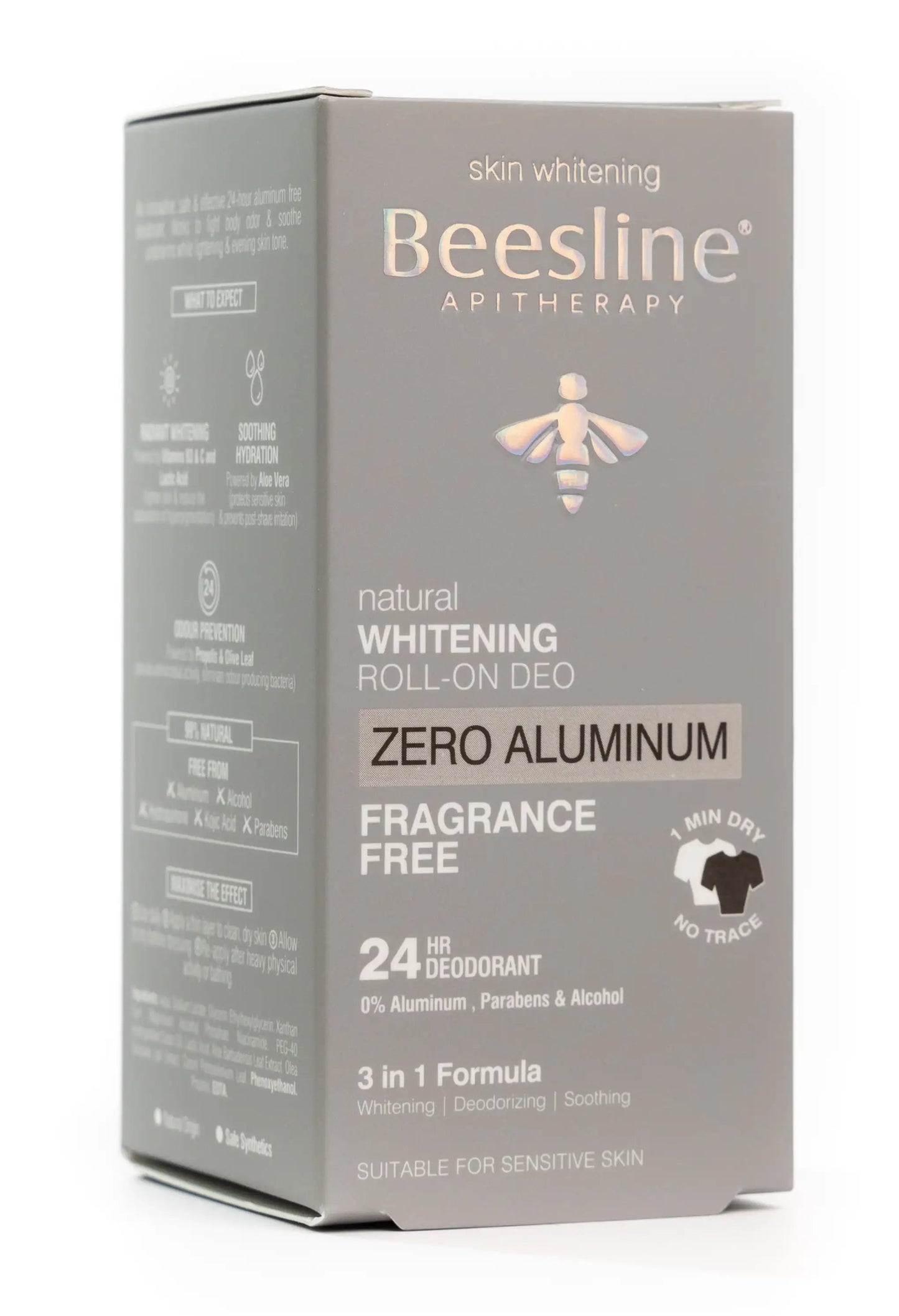 Beesline 24 Hours Deodrant Whitening Roll On Deo Zero Aluminum 50 Ml [Fragrance Free]