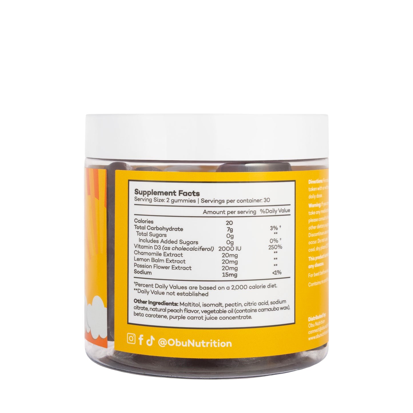 OBU Vitamin D3 Gummies Peach Flavor 60 Gummies