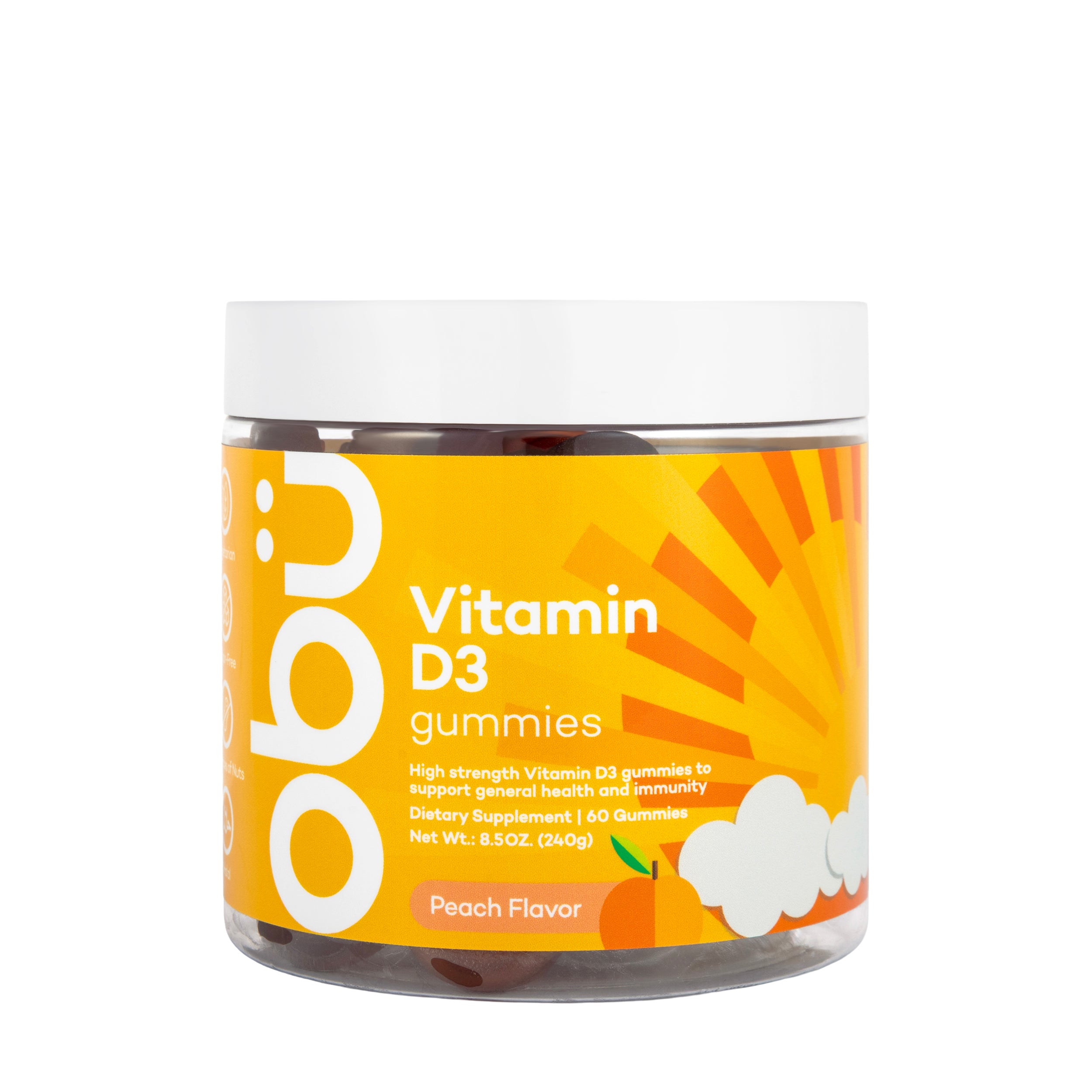 OBU Vitamin D3 Gummies Peach Flavor 60 Gummies