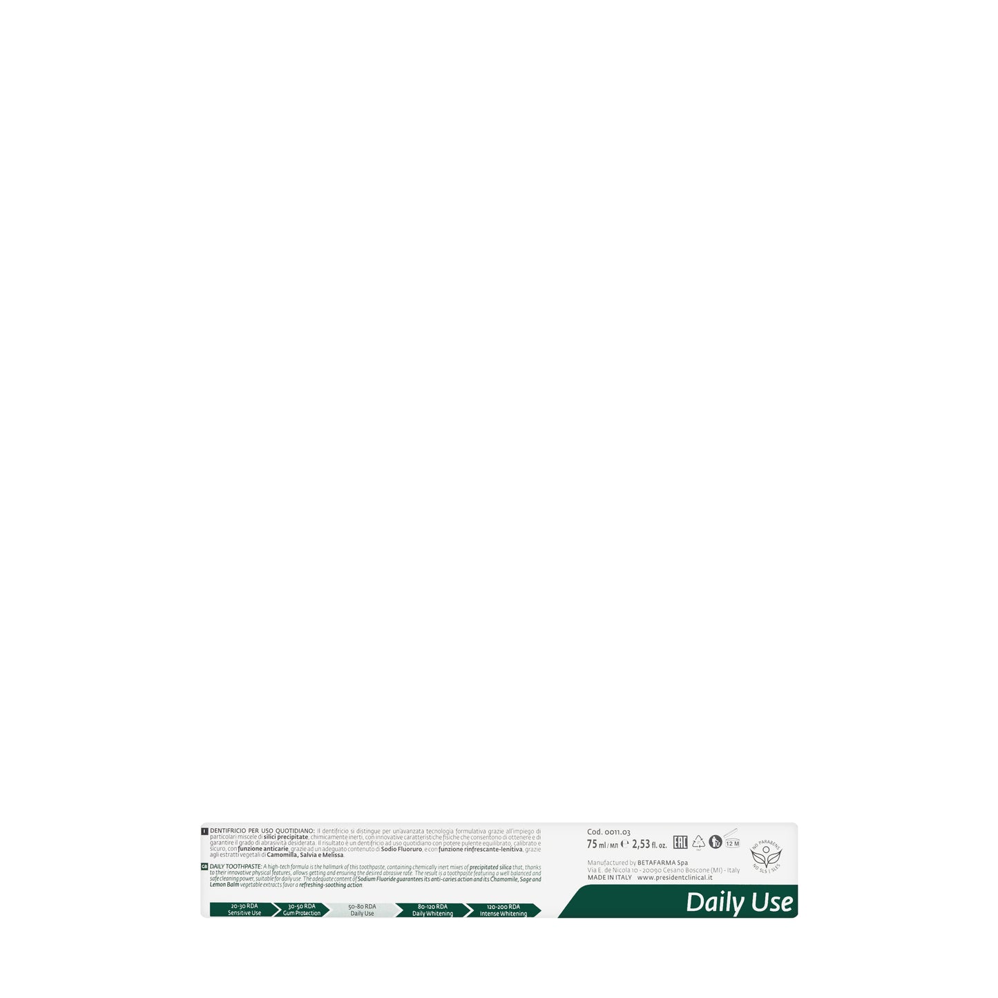 President Daily Use Classic Toothpaste 75ml